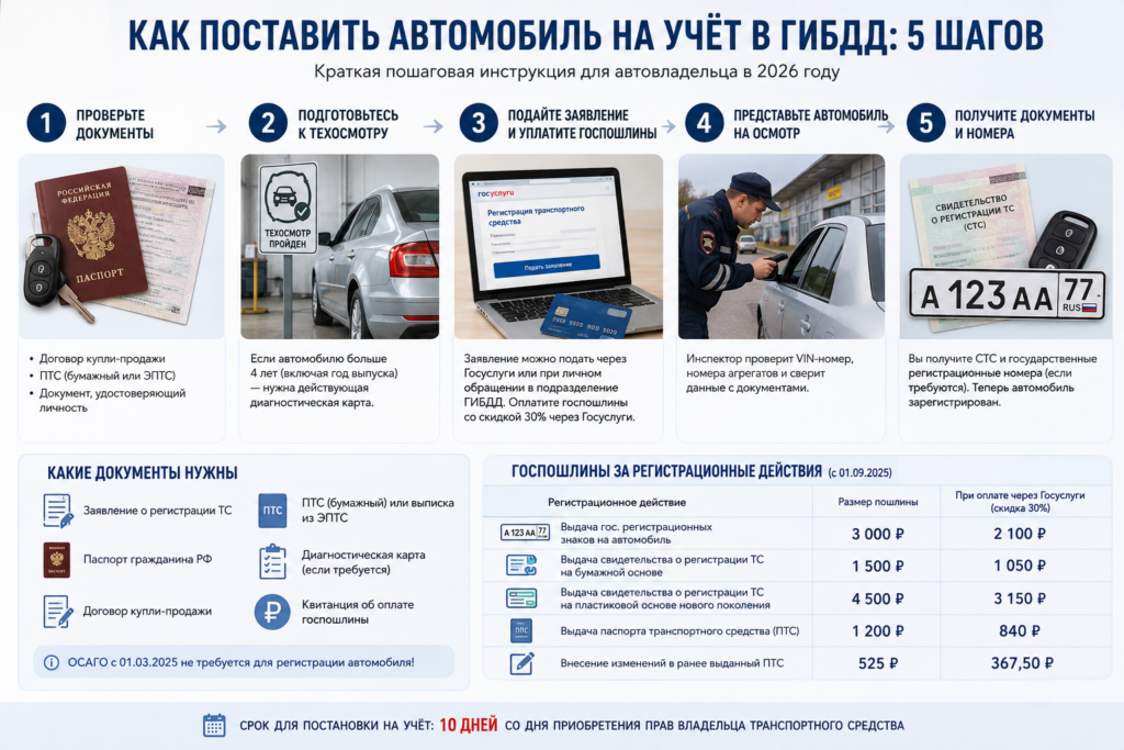 Как поставить автомобиль на учёт в ГИБДД 